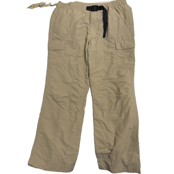 Eddie Bauer Mens Pants Cargo Nylon  Shorts Taupe Belted Hiking L - Picture 1 of 3